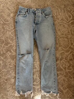 AGOLDE Riley Crop Distressed Jeans 25